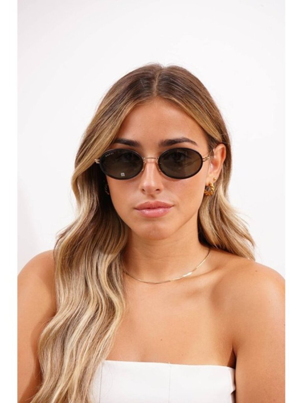 Gucci GG1980S 005 Sunglasses Transparent Cloudy Grey/Silver Oval Frame - Picture 3 of 12